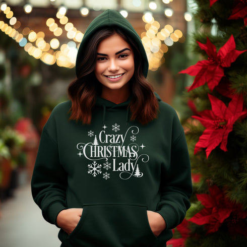 C & Win Sports Crazy Christmas Lady Hoodie Forest Green / S - C & Win Sports